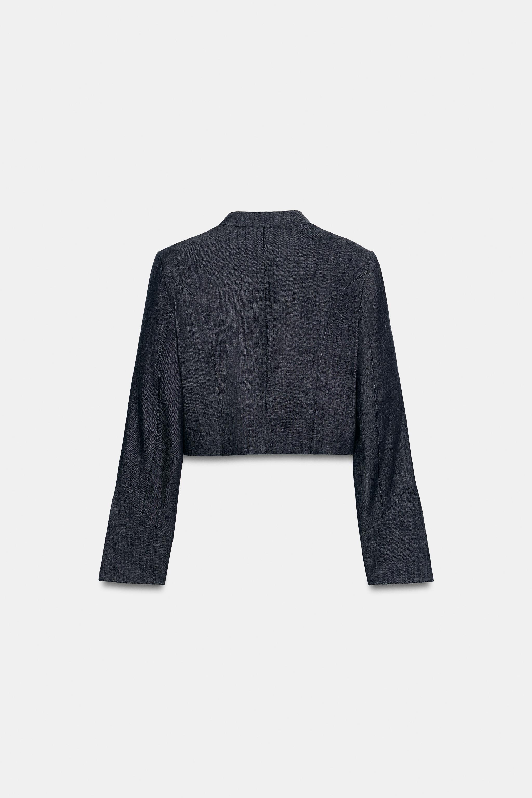 CROPPED LACE-TRIM JACKET